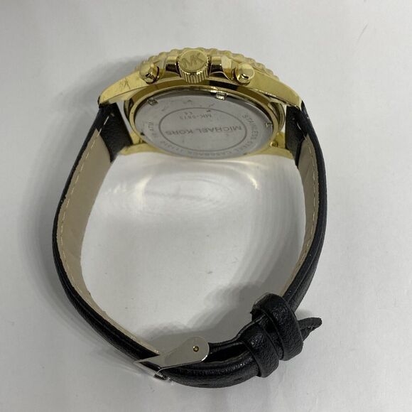 Michael Kors MK5873 Women's Black Leather Analog Dial Quartz Wrist Watch EY660 - Picture 11 of 12